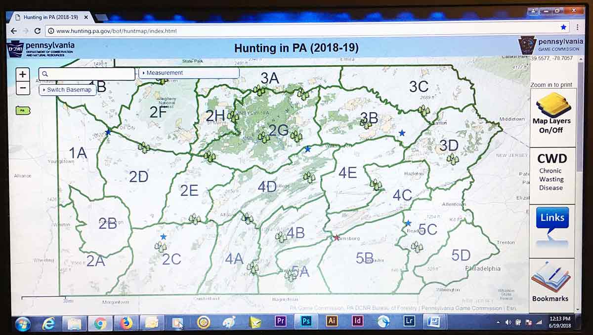 A Pennsylvania hunting map details 3.7 million acres of public land.