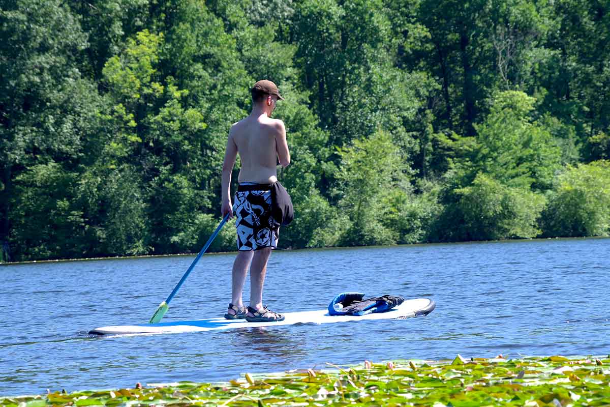 A stand up paddleboard offers good exercise.